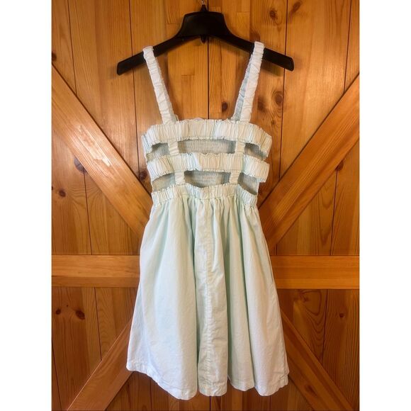 Pinch Anthropologie Smocked Back Cutouts Mint Sleeveless Short Dress Medium (577 - Picture 4 of 8